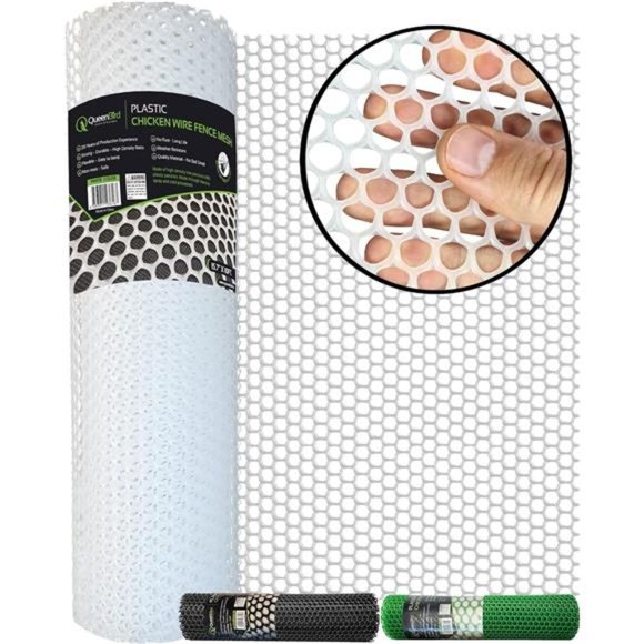 Plastic Chicken Wire Fence Mesh - 15.7IN x 10FT- - Hexagonal Fencing, (White) - Picture 1 of 6